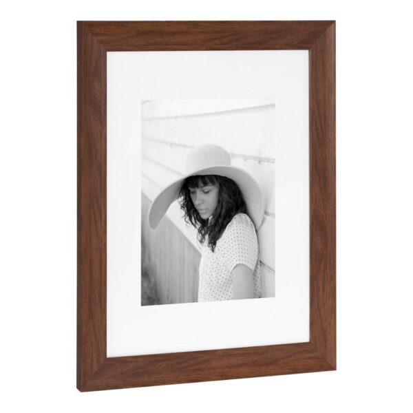Kate and Laurel Edson 16 in. x 20 in. matted to 11 in. x 14 in. Walnut Brown Picture Frames (Set of 2)