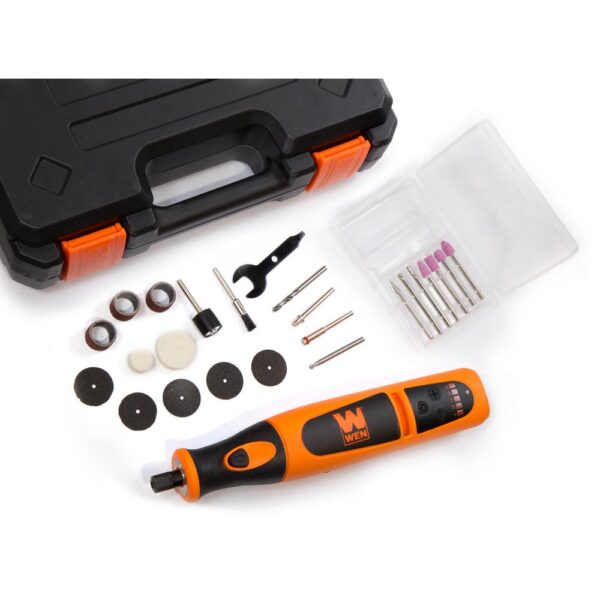 WEN Variable Speed Lithium-Ion Cordless Rotary Tool Kit with 24-Piece Accessory Set, Charger, and Carrying Case