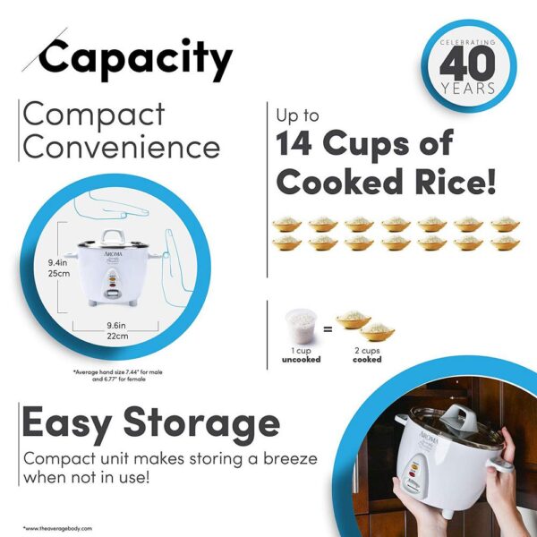 AROMA 14-Cup Rice Cooker in White