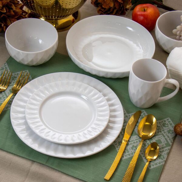 Elama 18-Piece Sienna White Porcelain Dinnerware Set (Service for 4)
