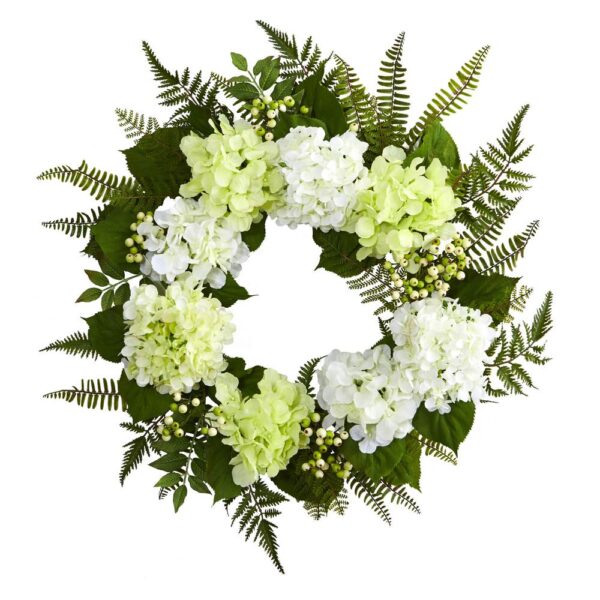 Nearly Natural 24 in. Hydrangea Berry Wreath