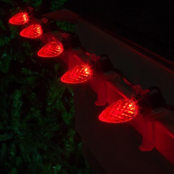Wintergreen Lighting OptiCore C7 LED Red Faceted Christmas Light Bulbs (25-Pack)