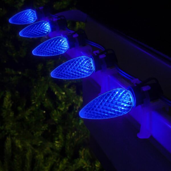 Wintergreen Lighting OptiCore C9 LED Blue Faceted Christmas Light Bulbs (25-Pack)