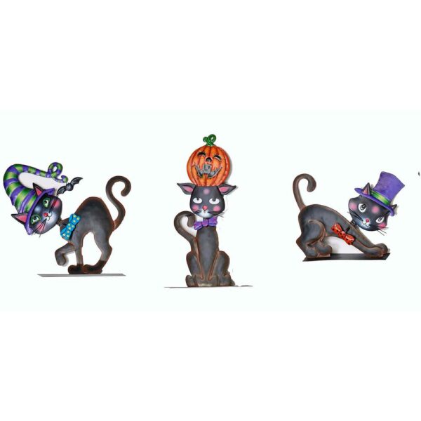 Worth Imports 7 in. to 14 in. Metal Halloween Cat (Set of 3)
