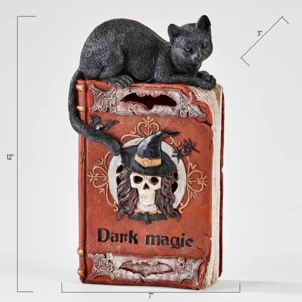 Worth Imports 12 in. Halloween Light Up LED Black Cat on Spell Book
