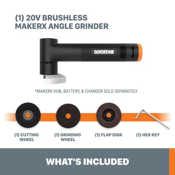 Worx MakerX 20-Volt Angle Grinder Rotary Tool Attachment and 4 Accessories (Tool-Only)