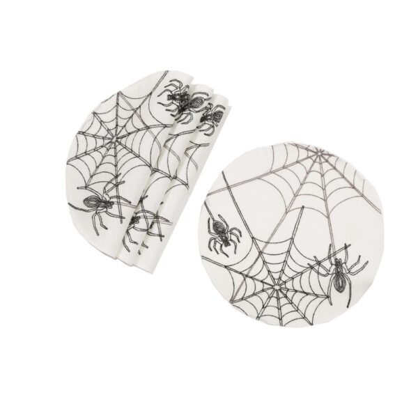Xia Home Fashions 0.1 in. H x 16 in. W Halloween Spider Web Double Layer Placemats in White (Set of 4)